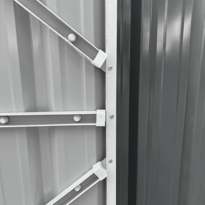Outsunny 14 X 8ft Metal Outdoor Storage Shed With Lockable Doors, Grey
