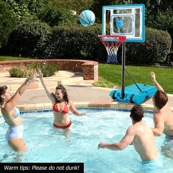 Costway Pool Basketball Hoop 3.8-4.4 Ft Adjustable Poolside Basketballgoal System