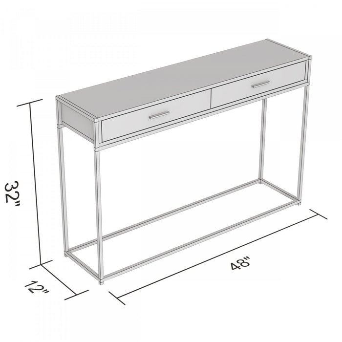 48” Modern Console Table With 2 Drawers - Dark Taupe With Black Metal 