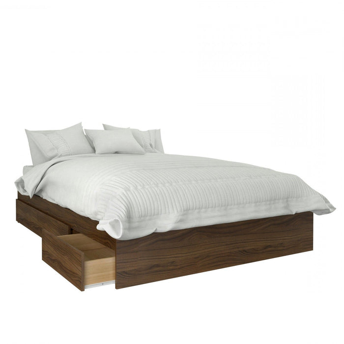 Nordika Full Storage Platform Bed - Walnut 
