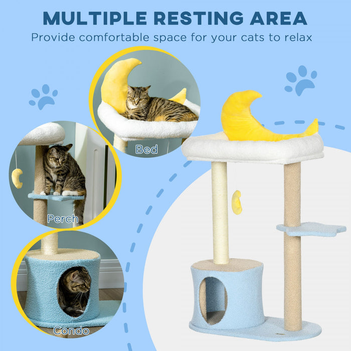 Pawhut 41\" Lovely Cat Tree For Indoor Cats With Teddy Fleece House And Bed, Kitten Tower With Scratc