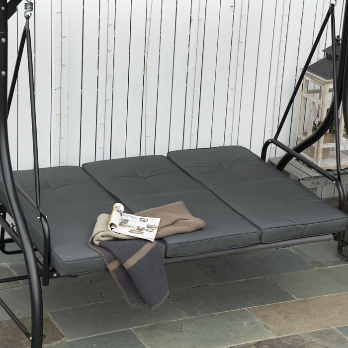 Outsunny 3 Seater Patio Swing Chair Convertible Cushioned Porch Swing Bed Outdoor Swing With Canopy 