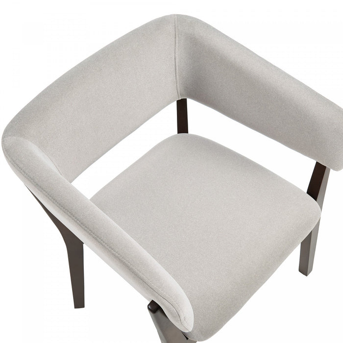 Blake Modern Faux Mohair Wood Armchair in Greige - Set of 4 Dining Chair 