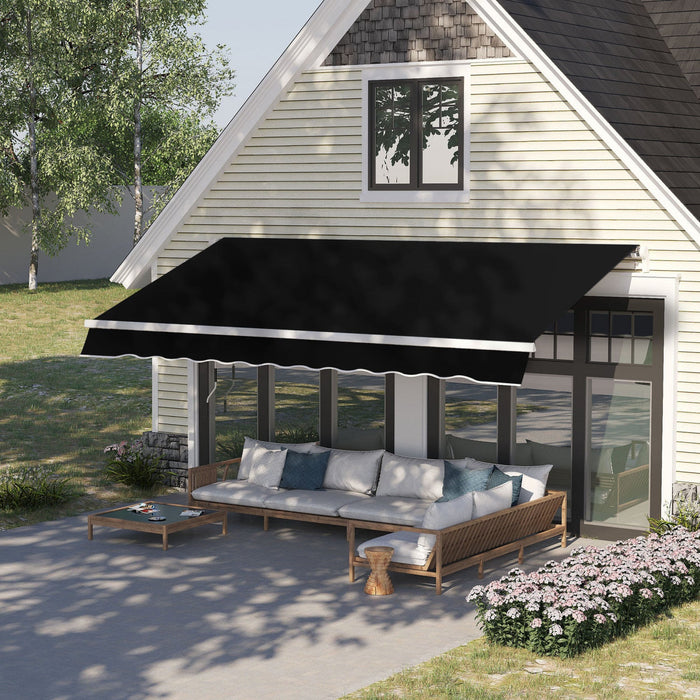 8'x7' Manual Retractable Sun Shade Patio Awning Canopy Shelter, Black