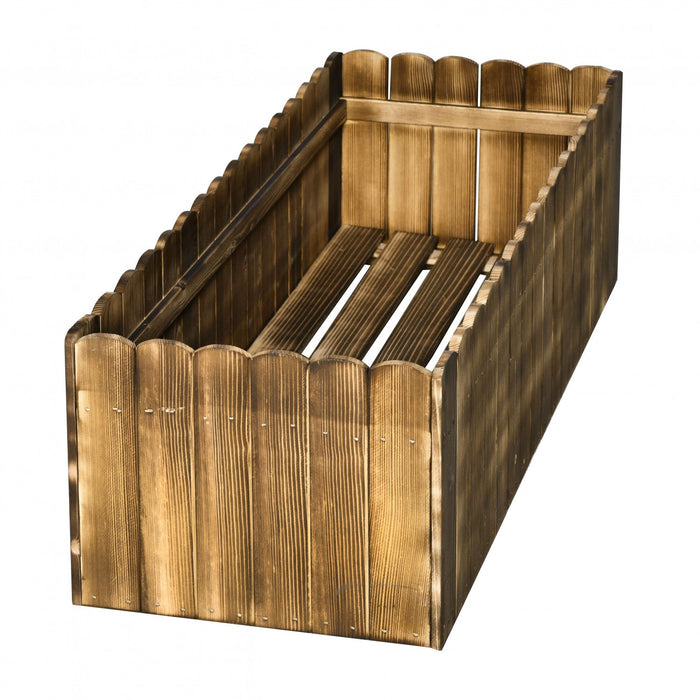 Outsunny 40\" X 16\" X 12\" Raised Garden Bed, Raised Planter Box, Wooden Planter Raised Bed With Drain