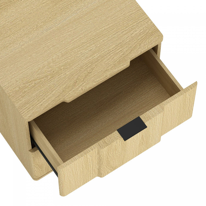 Clive Mid-Century Modern 22\" Nightstand in Natural and Black (2-Drawer) 