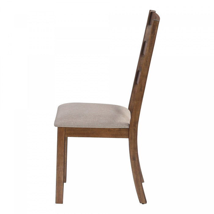 Dining Chair Set of 2 Kitchen Dining Room Brown Fabric Walnut Wood Legs Transitional