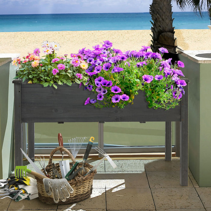 Costway Wooden Raised Vegetable Garden Bed Elevated Grow Vegetable Planter Grey