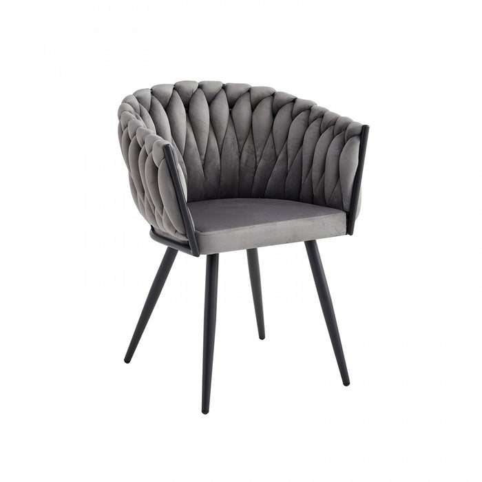 Hildy Accent Dining Arm Chair, Dark Grey Velvet (set of 2) 