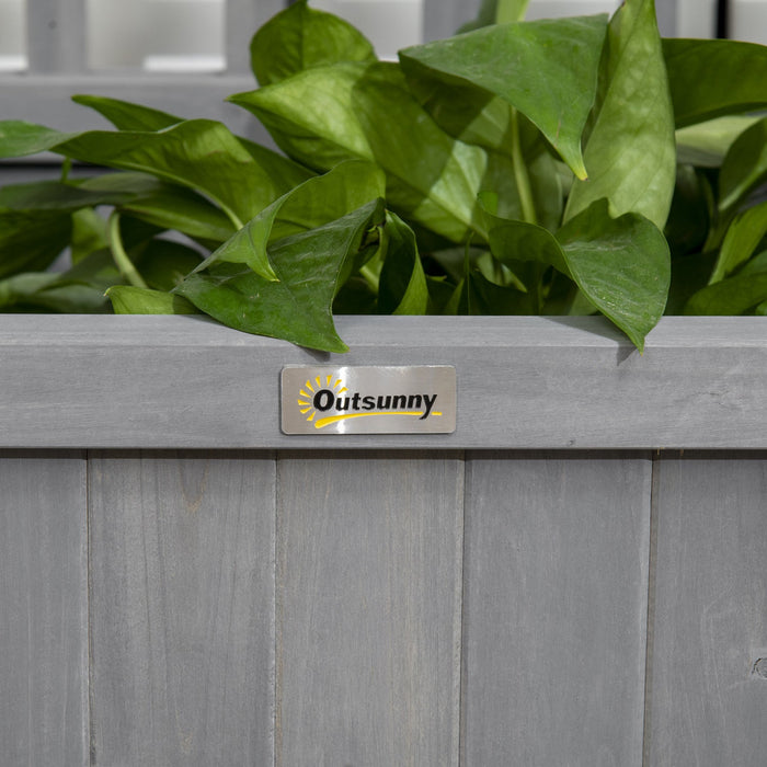 Outsunny Raised Garden Bed, Wood Planter With Trellis For Vine Climbing, Privacy Screen Planter Box 