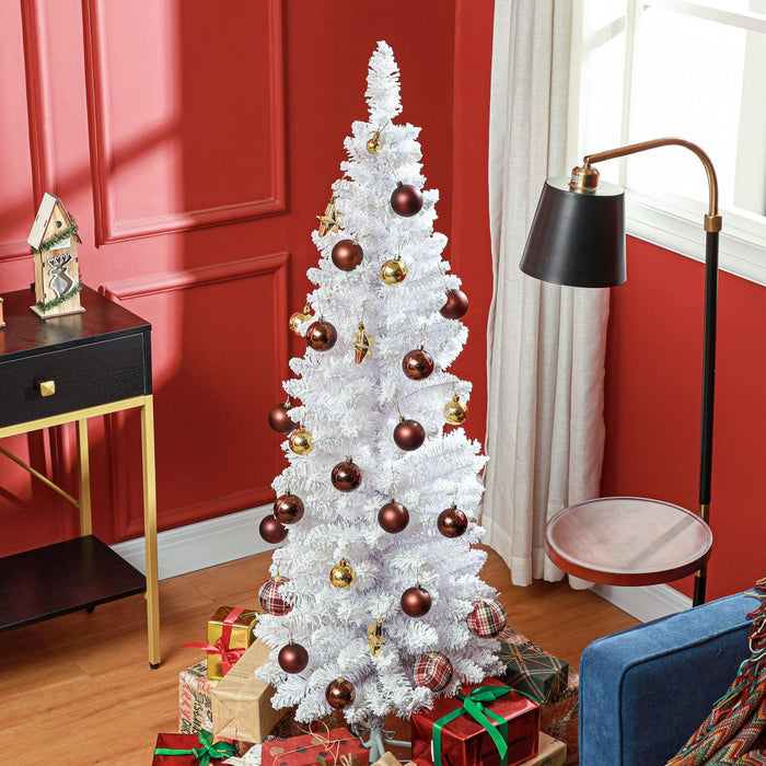 Homcom Snow Flocked Pencil Christmas Tree With Realistic Branch Tips White