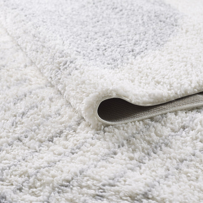 Paris Circle Cream Shag Area Rug - 6'7\" x 9'6\"