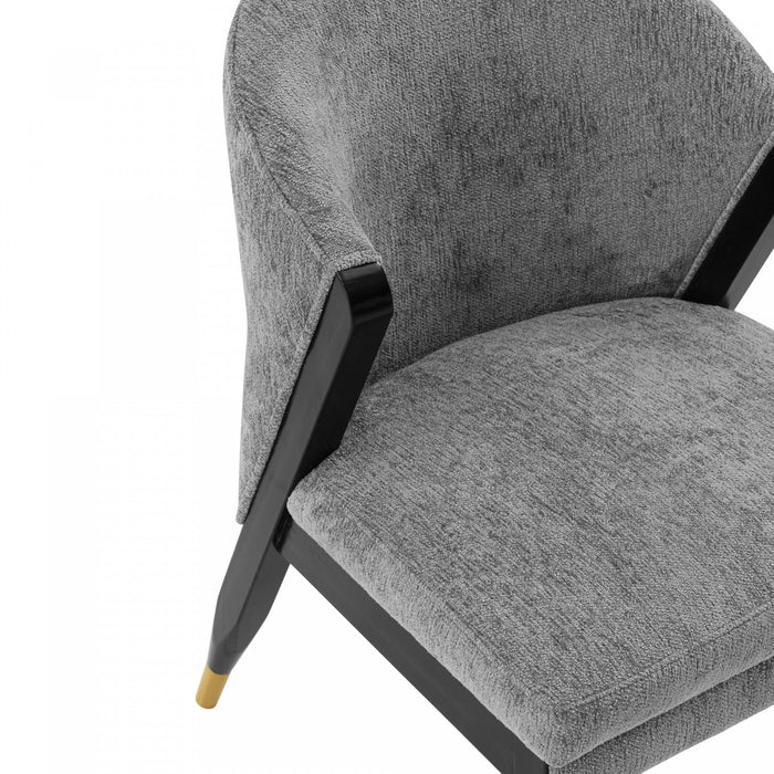 Ola Modern Wood Chenille Dining Chair in Gray - Set of 2 
