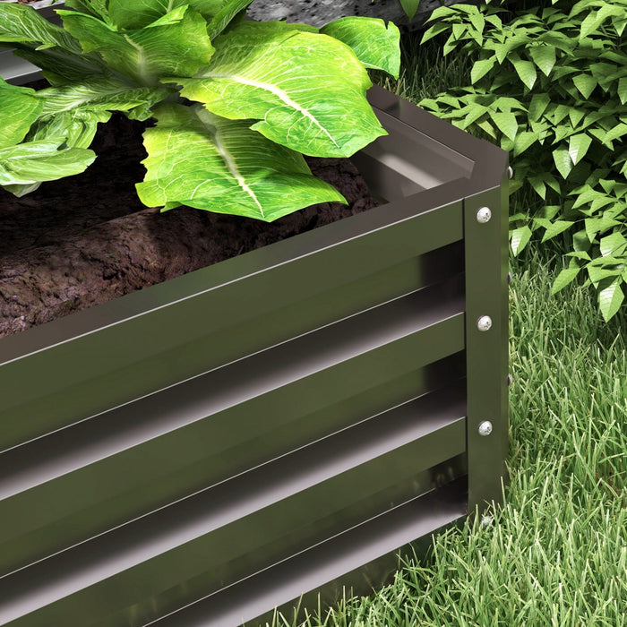 Outsunny Set Of 2 Raised Garden Bed, Steel Planters For Outdoor Plants, Elevated Planter Box, Easy-t