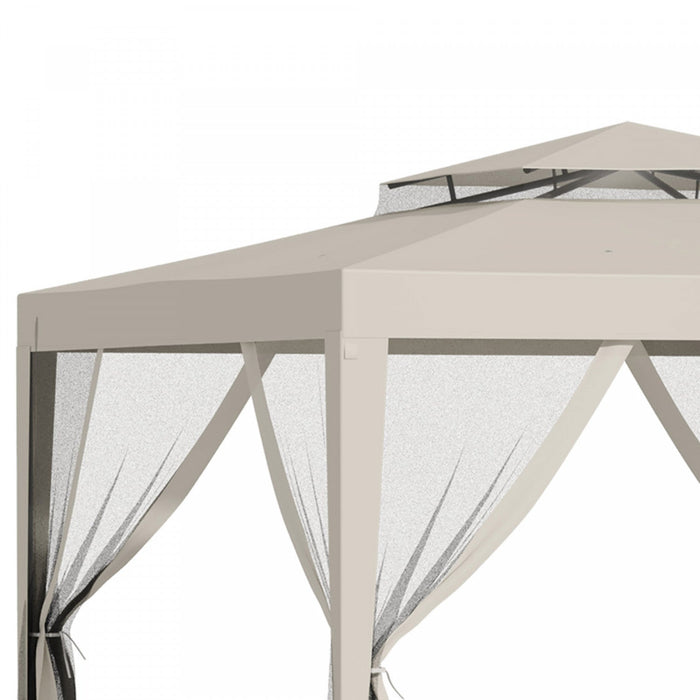 Outsunny 10' X 10' Canopy Tent, Party Tent With Mesh Netting And Double Tier Roof For Backyard, Gard
