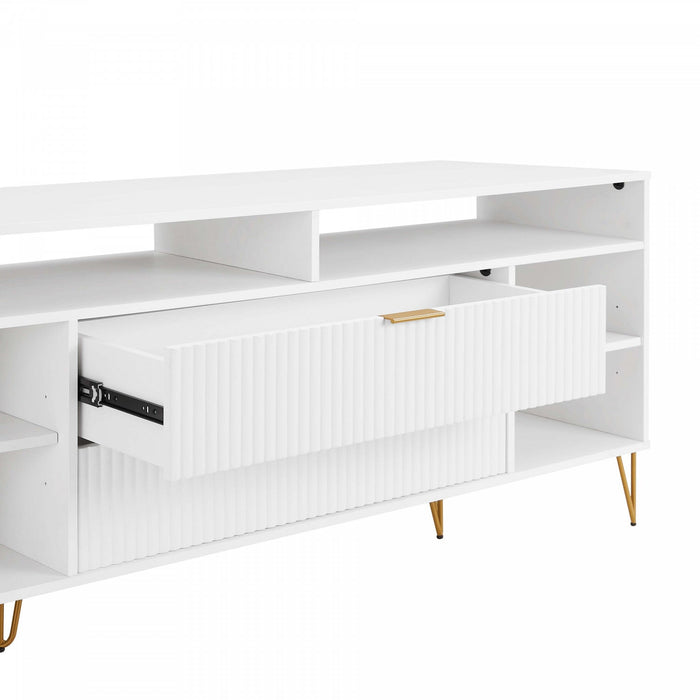 Dumbo Modern 63\" Fluted TV Stand in White 