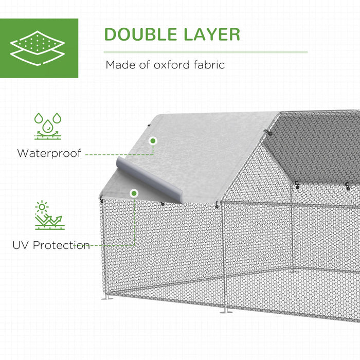 Pawhut 9.2' X 18.7' Metal Chicken Coop, Galvanized Walk-in Hen House, Poultry Cage Outdoor Backyard 