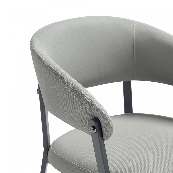 Belle Modern Metal Upholstered Dining Chair in Stone Gray - Set of 2 