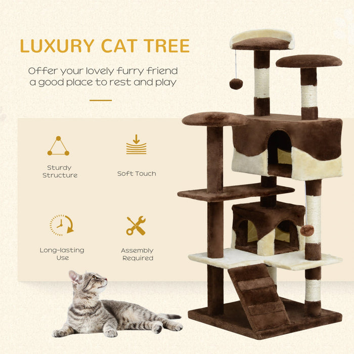 Pawhut 52\" Cat Tree Tower, Large Cat Condo Furniture Multi-level Activity Center With Scratching Pos