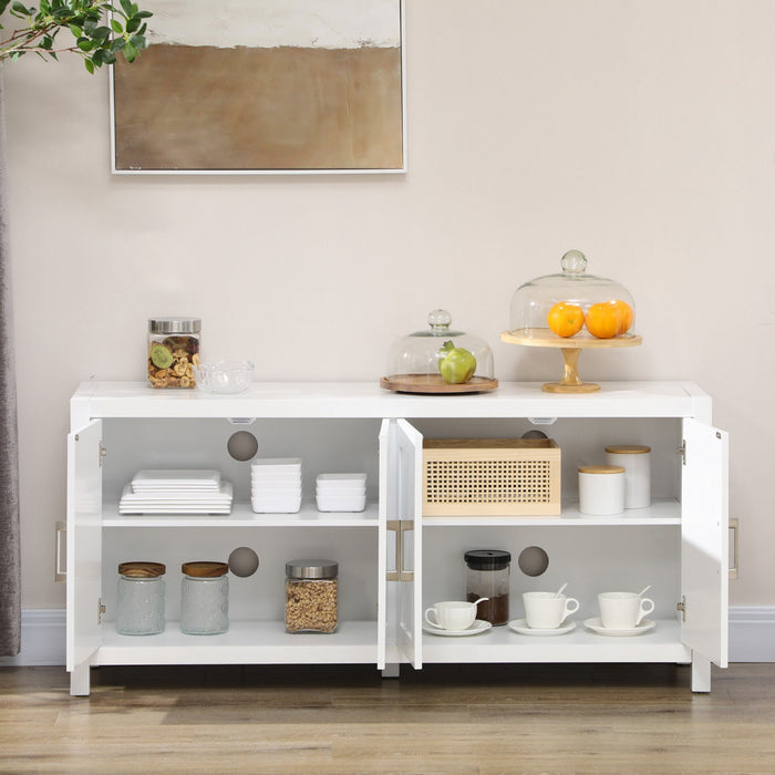 HOMCOM Farmhouse Kitchen Sideboard TV Cabinet Stand for TVs up to 65" White