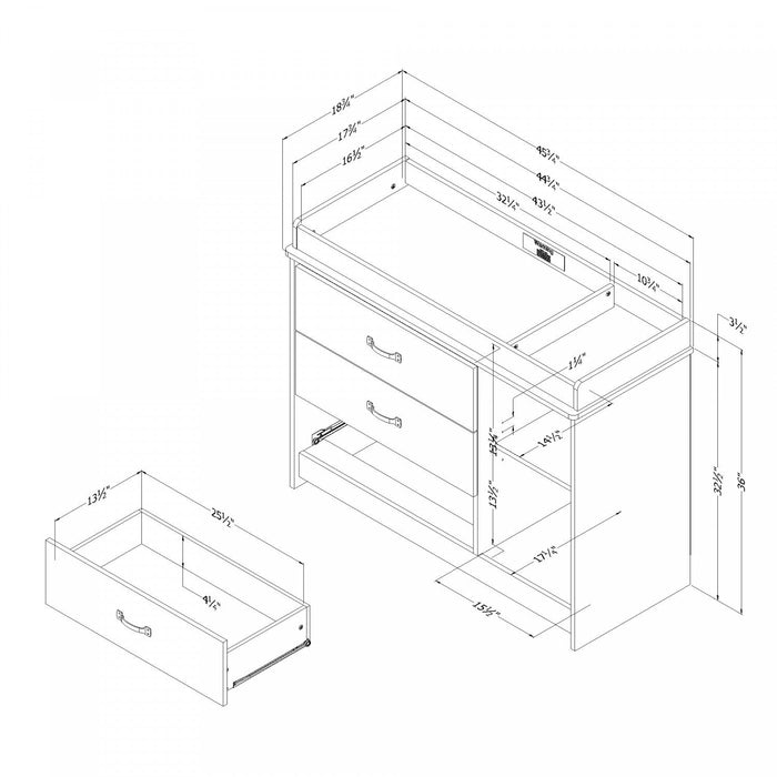 Tassio 3-drawer Changing Table - Weathered Oak 