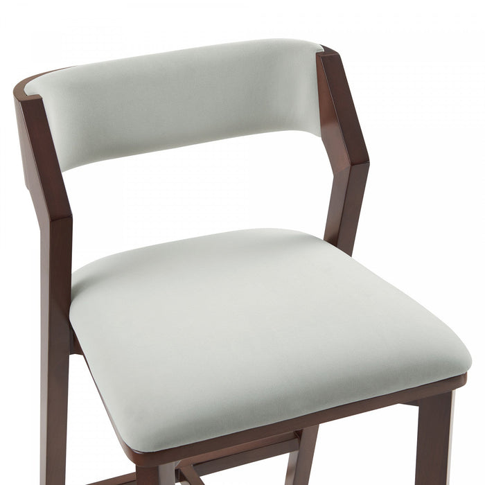 Patricia Modern Wood Upholstered Counter Stool in White Glacier Bar Stool 