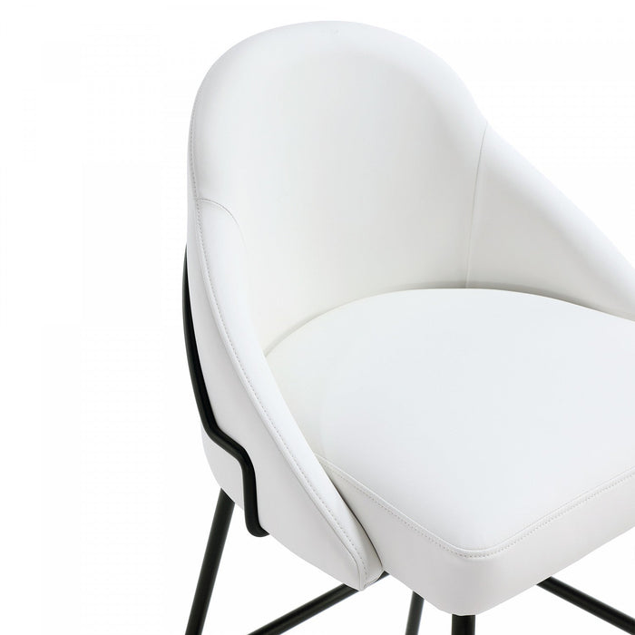 Gracie Modern Metal Upholstered Counter Stool in White and Black Bar Stool 