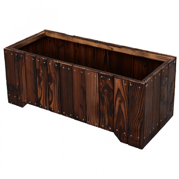 Outsunny 37.5\"x15\"x15.75\" Raised Garden Bed, Wooden Planters For Outdoor Plants, Rectangle Vegetable