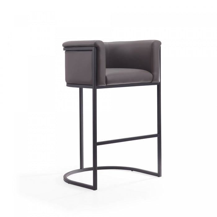 Cosmopolitan Mid-Century Modern Metal Upholstered Barstool in Graphite - Set of 2 Bar Stool 
