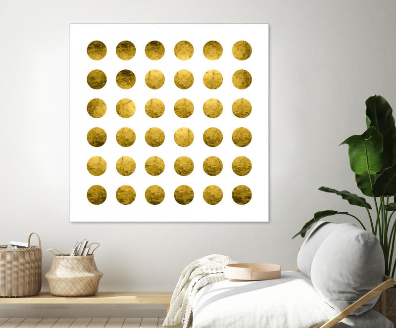 \"Golden Spots White\" Giant Art 72x72 Wall Art