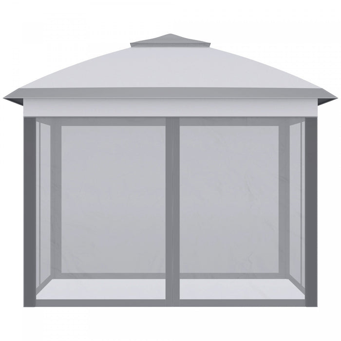 Outsunny 11' X 11' Pop Up Gazebo With Double Roof Carrying Bag Gray
