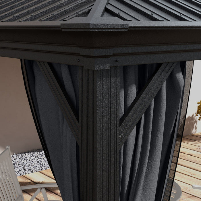 Outsunny 10' X 12' Outdoor Canopy Gazebo Hardtop Gazebo, Dark Grey