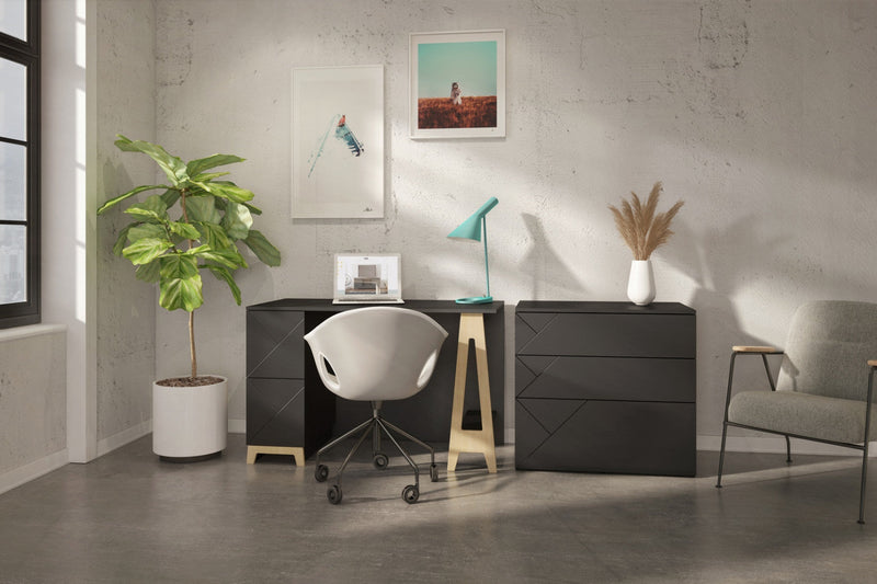 Nordika Atypik 2-Drawer Desk - Black 