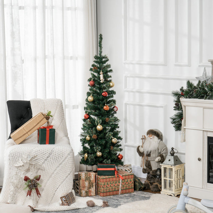Homcom Artificial Pencil Christmas Tree With Pine Needles And Pine Cones