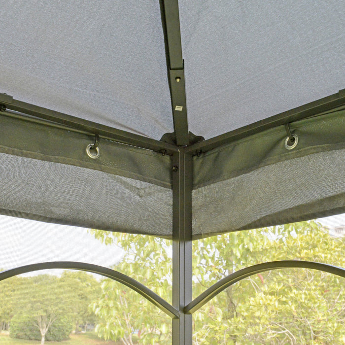Outsunny 10' X 10' Steel Outdoor Patio Gazebo Canopy With Removable Mesh Curtains, Display Shelves, 