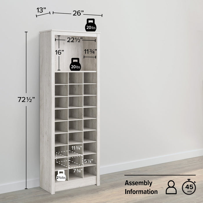 Rustic Ridge Farmhouse Shoe Storage Cabinet - Washed White