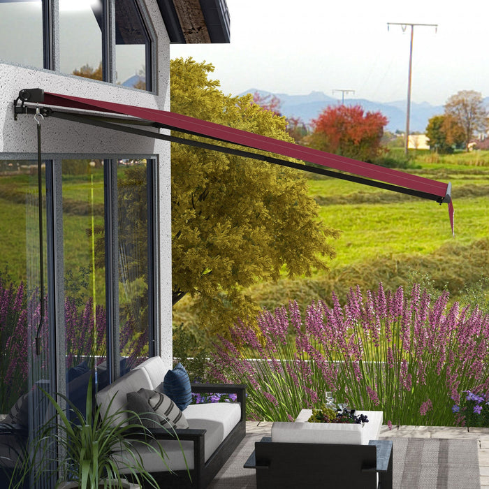 Outsunny 12' X 10' Retractable Awning, Patio Awning Sunshade Shelter With Manual Crank Handle, 280gs