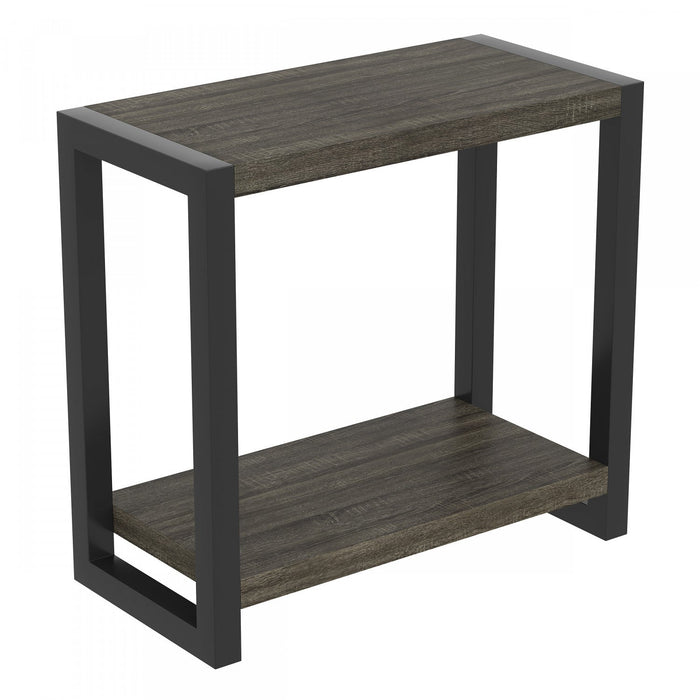 23” Classic Narrow Accent Table With Storage Shelf - Dark Grey 