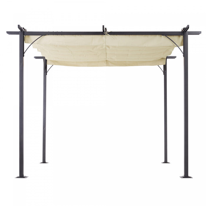 Outsunny 10' X 10' Outdoor Retractable Pergola Canopy, Metal Patio Shade Shelter For Backyard, Porch