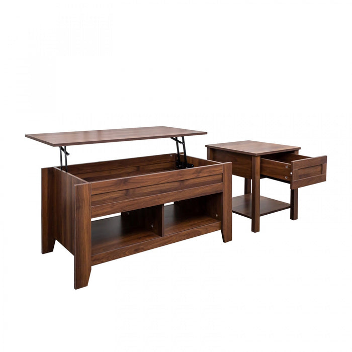 Strauss Lift-top Coffee & End Table Brown, Set Of 2 Occasional Table Package 