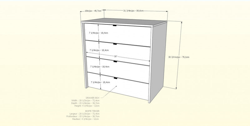 Nordika 4-Drawer Chest - White/Walnut 