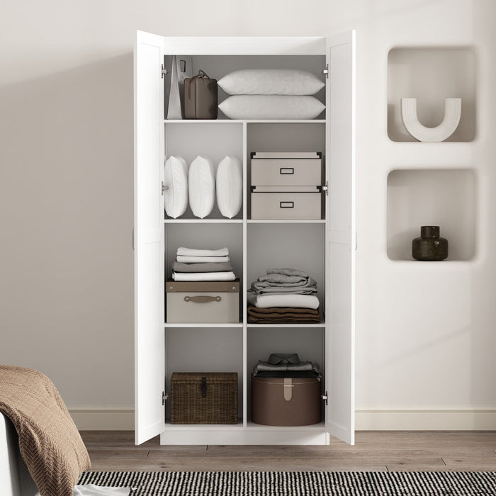 Cornelia Modern 30\" Storage Cabinet in White (7-Shelf) 