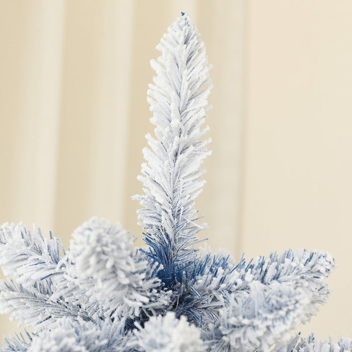 Homcom 5 Ft Artificial Christmas Tree With Snow Flocked Branches, Hinge