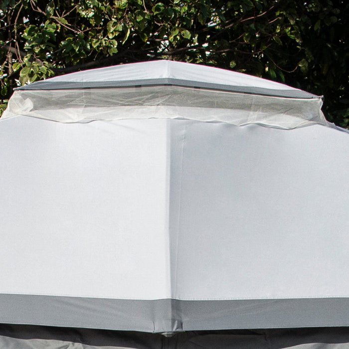 Outsunny 12' X 10' 2-tier Outdoor Gazebo Canopy Tent For Patio With Zippered Mesh Sidewalls, Solid S