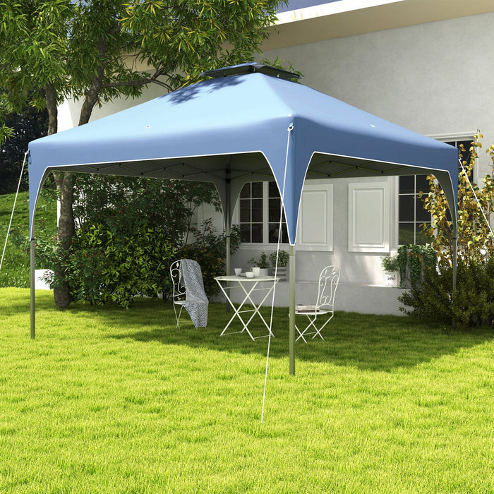 Outsunny 10'x10' Pop Up Canopy, Easy Set Up Party Tent With 2 Tier Vented Roof And Carrying Bag For 