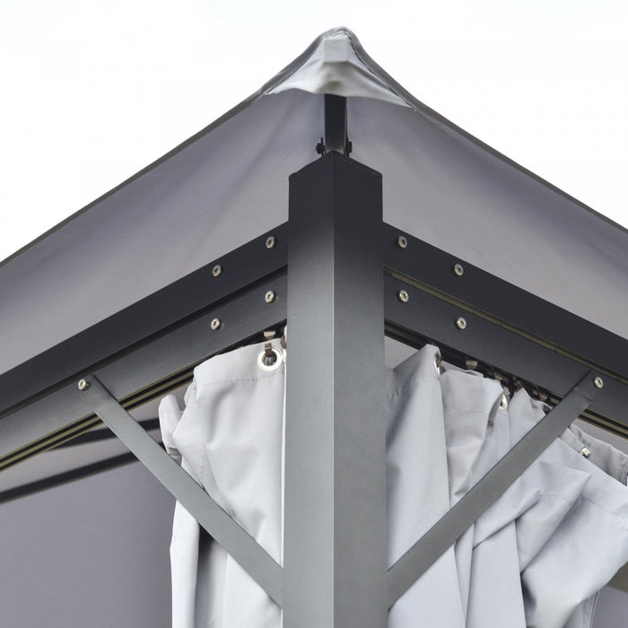Outsunny 13' X 10' Gazebo Canopy Party Tent Shelter With Steel Frame, Curtains, Netting Sidewalls, L