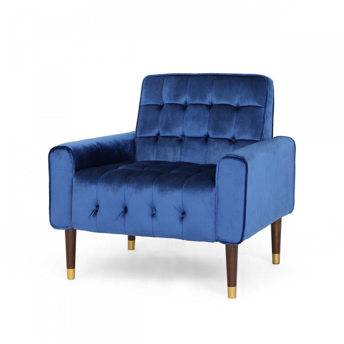 Henley Modern Accent Seating Arm Chair With Tufted Back,polyester Upholstery,blue Accent Chair 