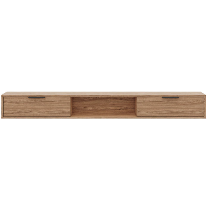 Nordika Slim 72\" Wall-Mounted TV Stand with 2 Storage Cabinets - Light Walnut 