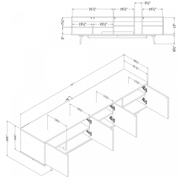 Mezzy 71\" TV Stand with Doors - Natural Ash