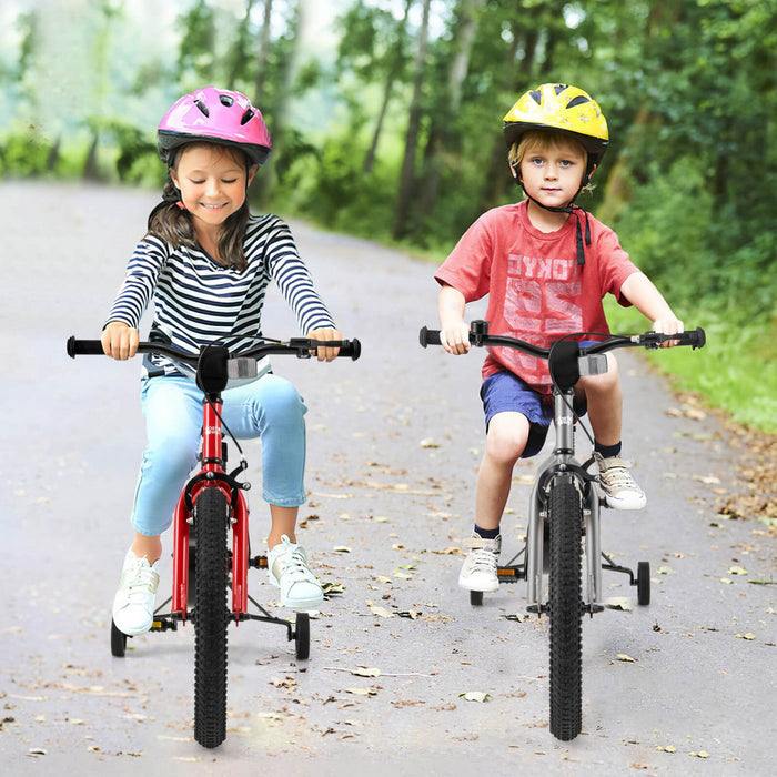Costway 18-inch Kid's Bike For 4-8 Years Old With Adjustable Saddle & Anti-slip Handlebar Silver